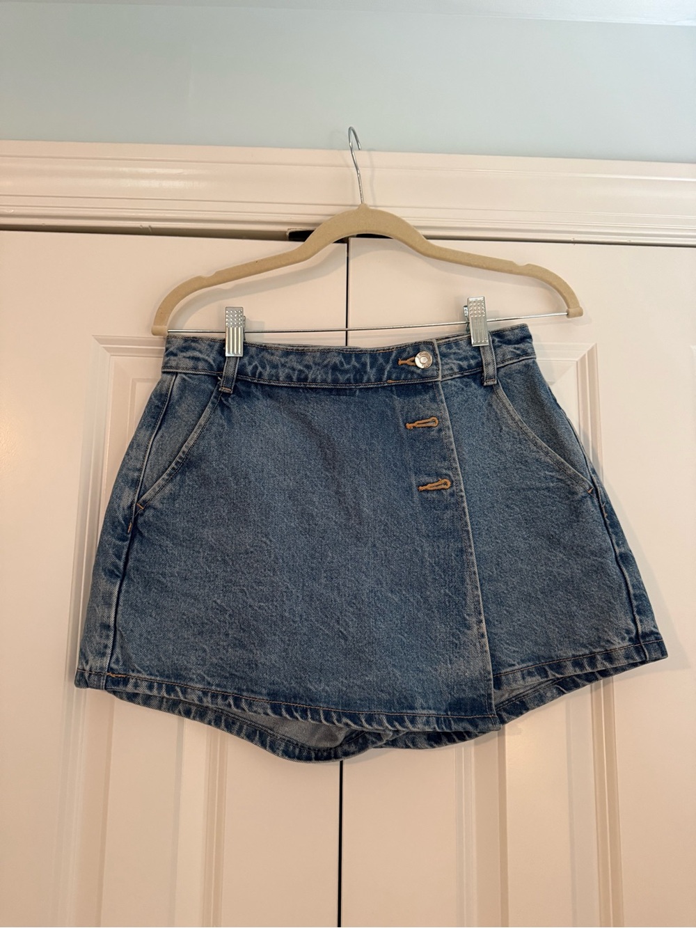 Zara Blue Denim Mini Skort
